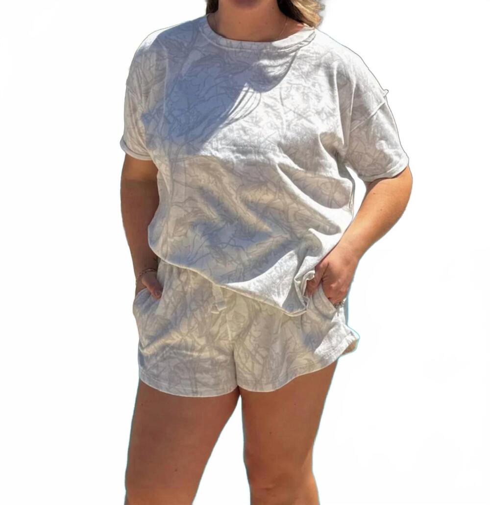 NEW ROYCE BRAND subtle edge camo top in icy woodland